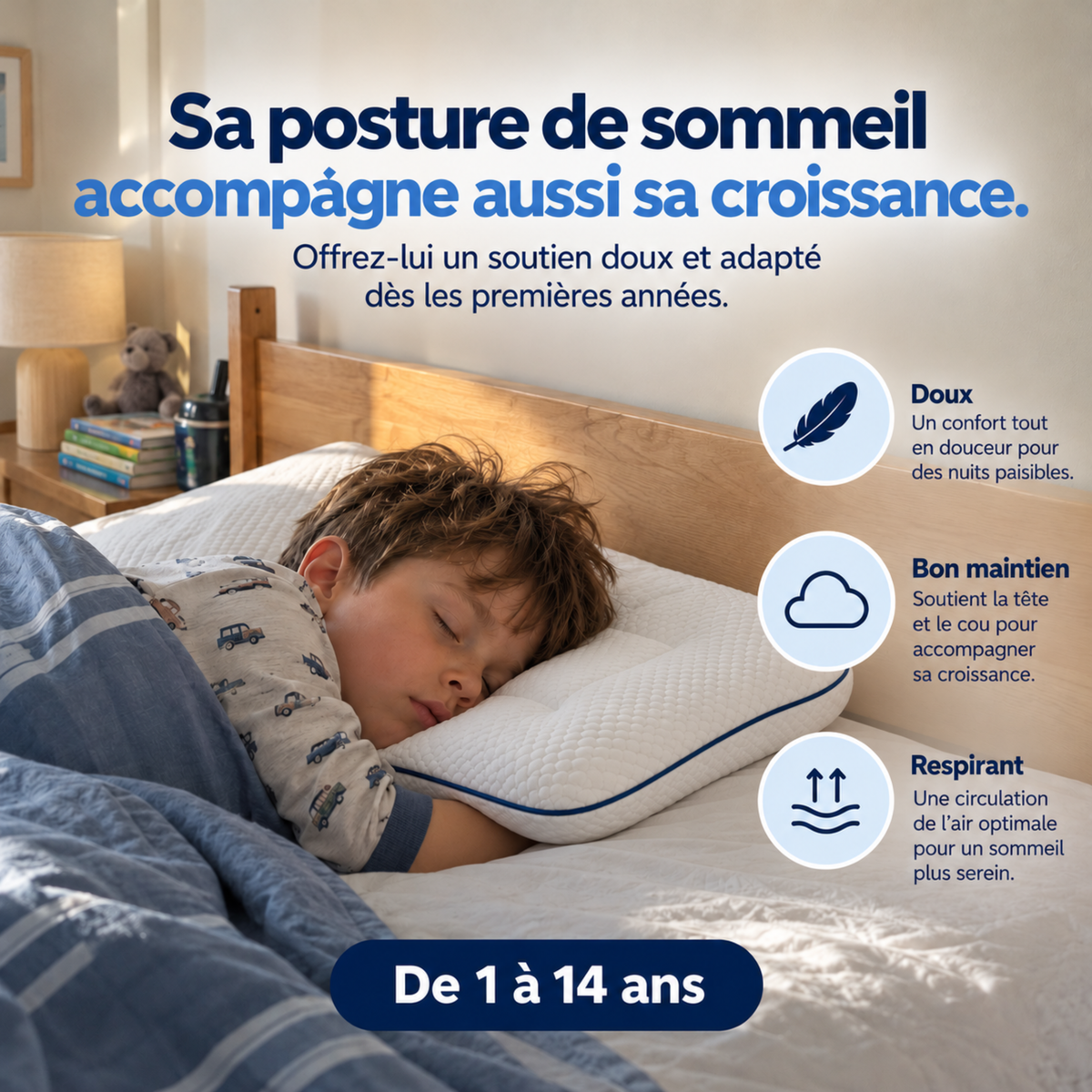 Oreiller ergonomique pour enfants